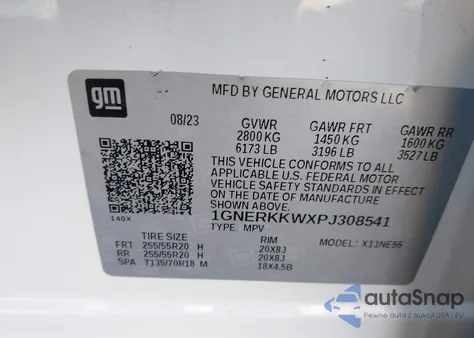 2023 Chevrolet Traverse Fwd Premier z USA, uszkodzony, nr VIN 1GNERKKWXPJ308541